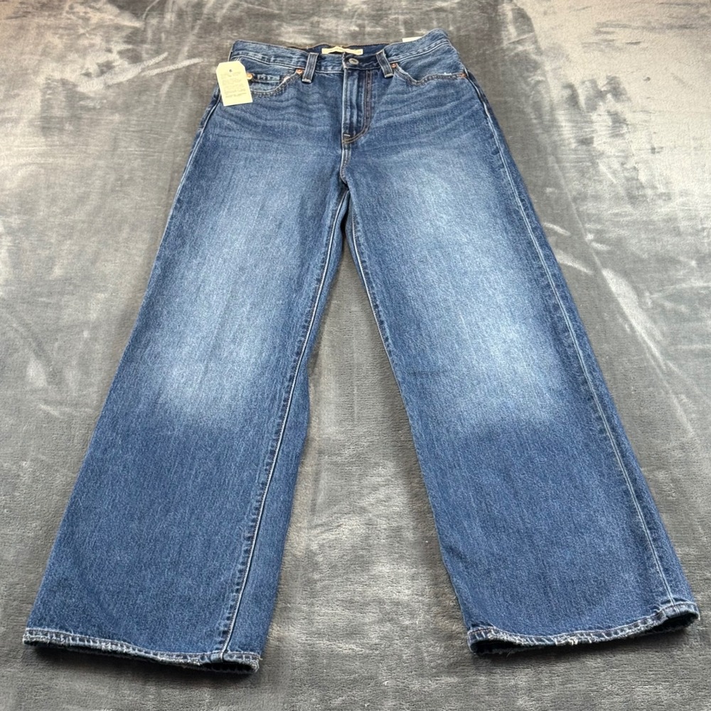 Levis Premium Ribcage Wide Leg Jeans 25x32 Medium Wash Blue Denim A60810012
